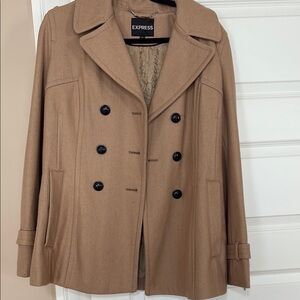Express Women's Tan Double-Breasted Coat